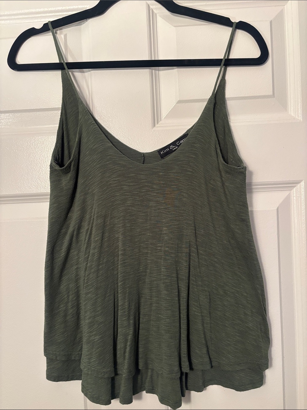 Kim & Cami Olive Green Layered Swing Camisole